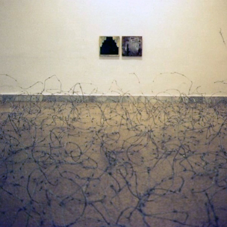 OTRAS MIRADAS 1994. Alambre de espino y técnica mixta sobre tela. dimensiones variables. Espai83 (Museo de Arte de Sabadell)
